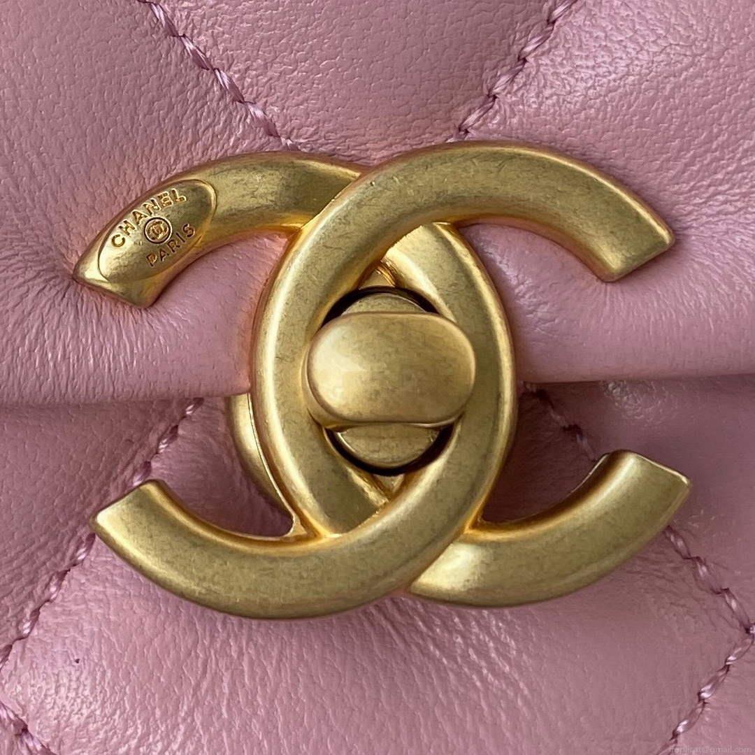 Chanel Mini Flap Bag Lambskin Gold-Tone Metal AS3205 Pink