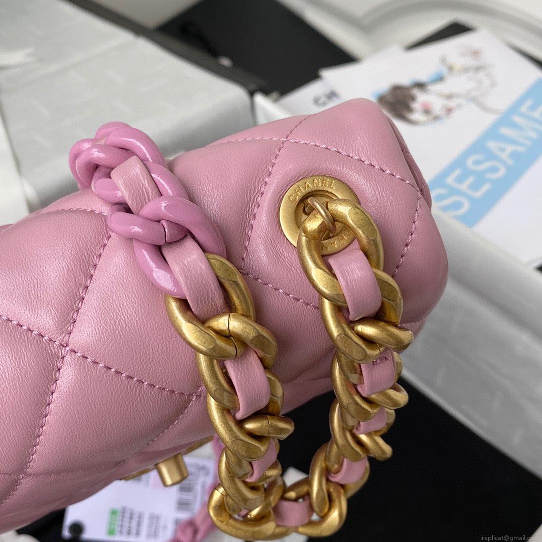Chanel Mini Flap Bag Lambskin Gold-Tone Metal AS3205 Pink