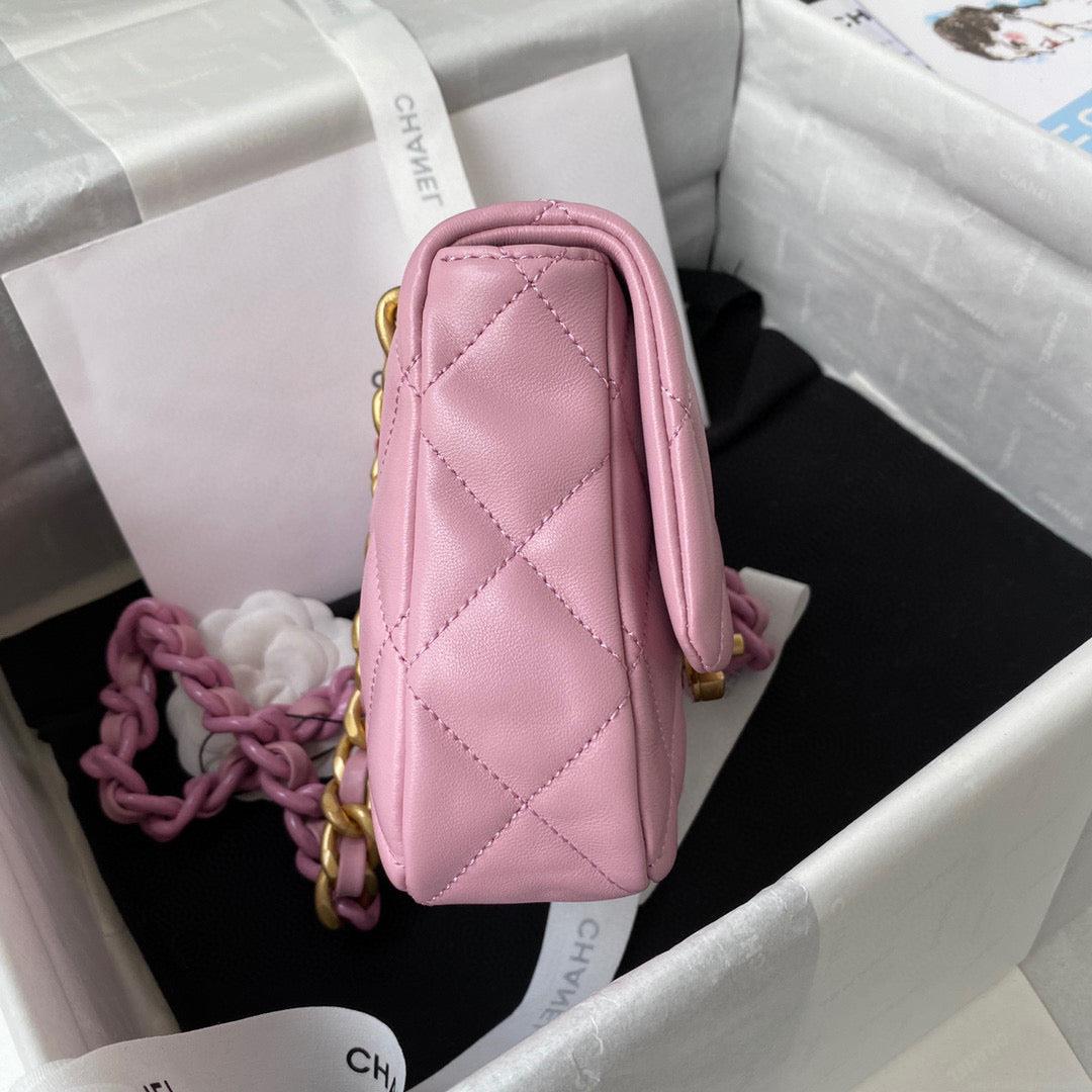 Chanel Mini Flap Bag Lambskin Gold-Tone Metal AS3205 Pink
