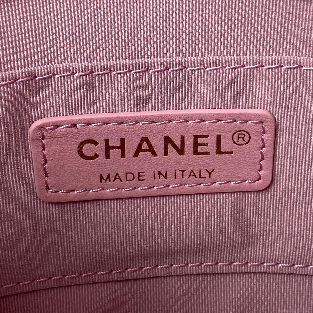 Chanel Mini Flap Bag Lambskin Gold-Tone Metal AS3205 Pink