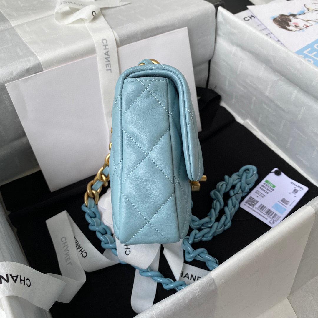 Chanel Mini Flap Bag Lambskin Gold-Tone Metal AS3205 Blue