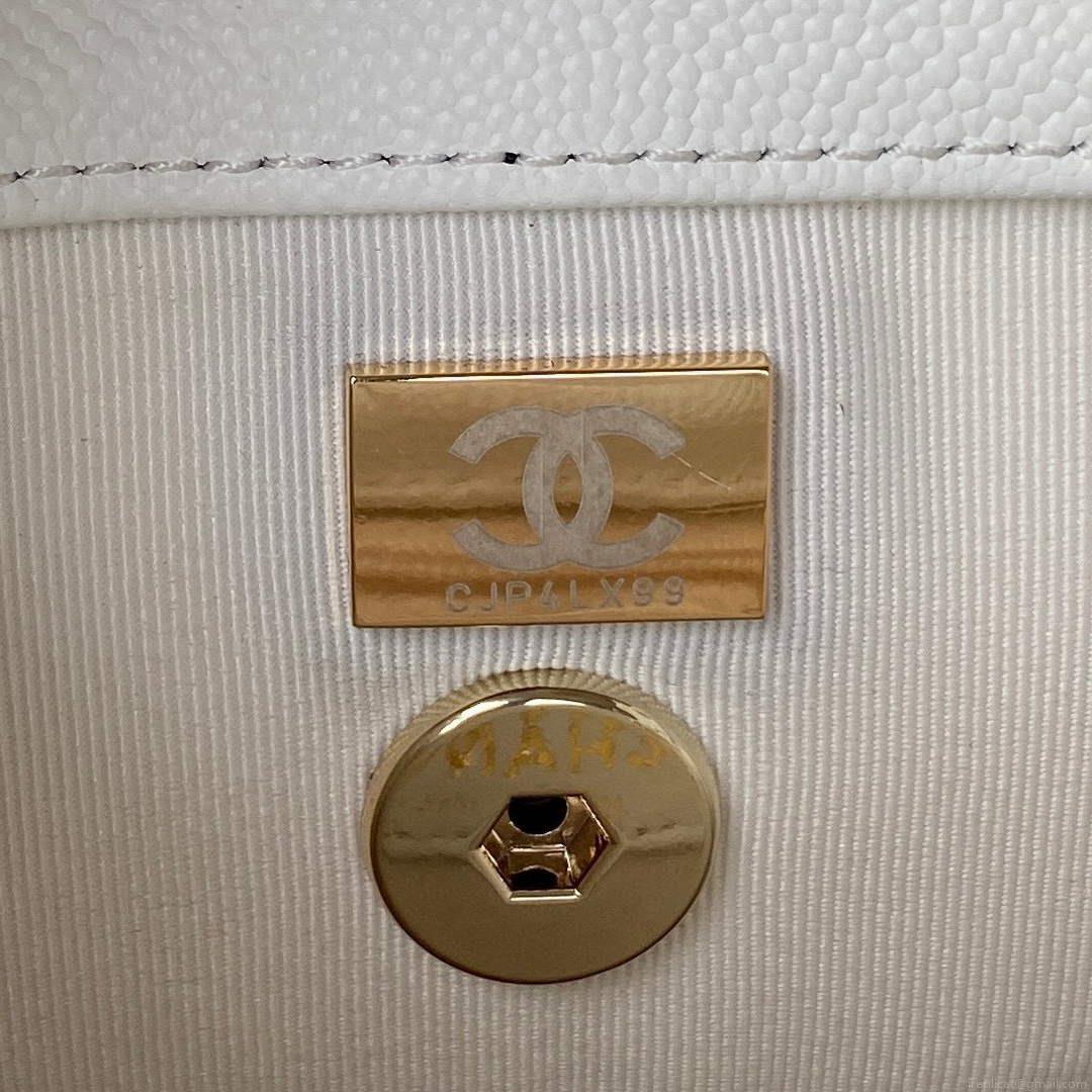 Chanel Backpack AS3200 Calfskin White Gold