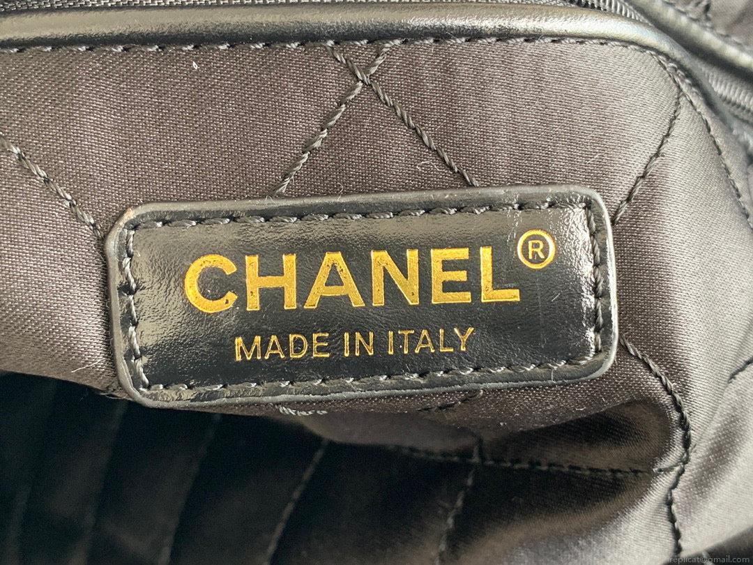 Chanel 22 Large Handbag Clothes Gold-Tone Metal AS3262 Black