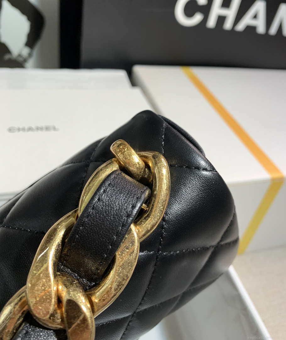 Chanel AS3214 Small Flap Bag Lambskin Gold-Tone Metal Black
