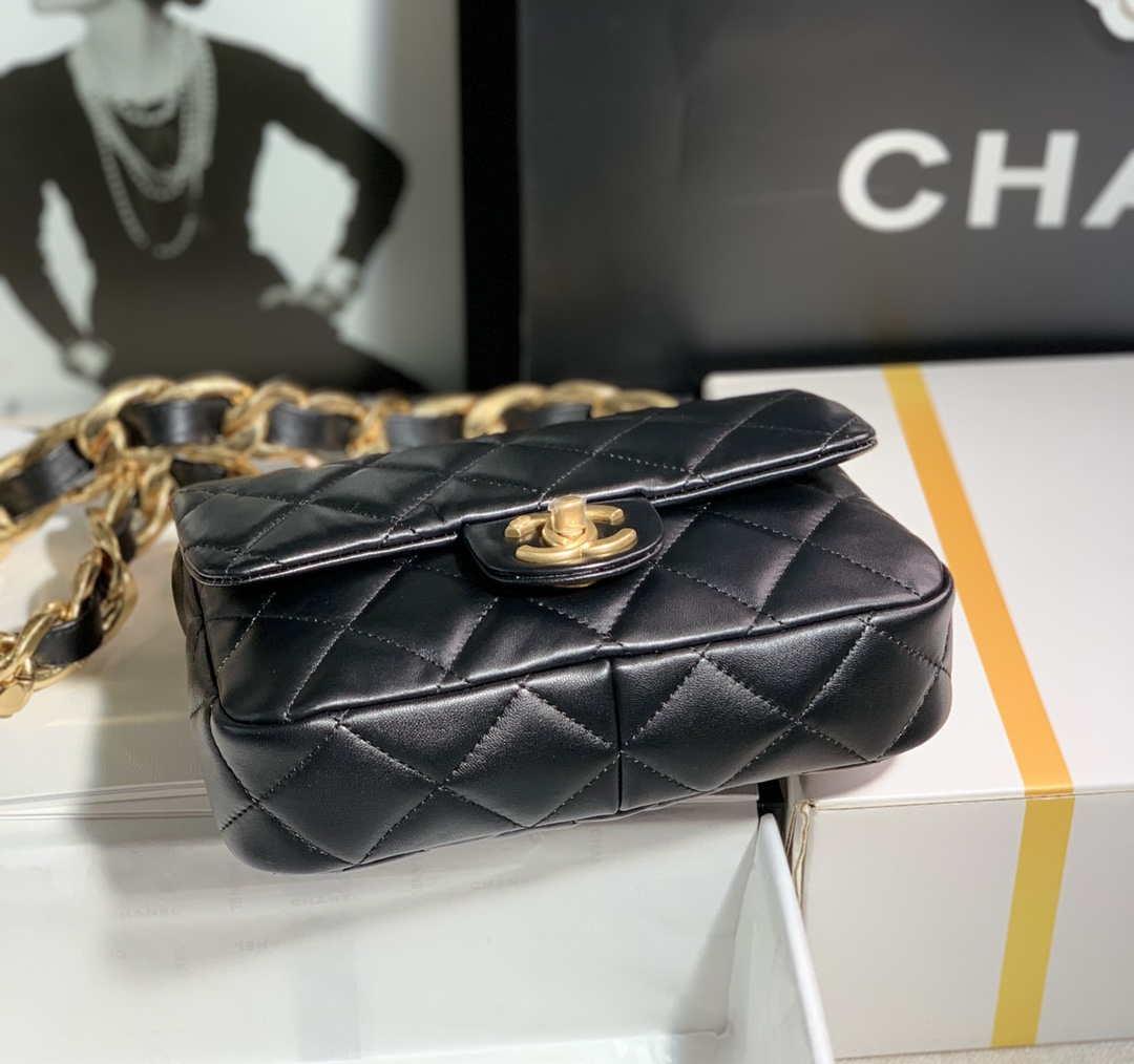 Chanel AS3214 Small Flap Bag Lambskin Gold-Tone Metal Black
