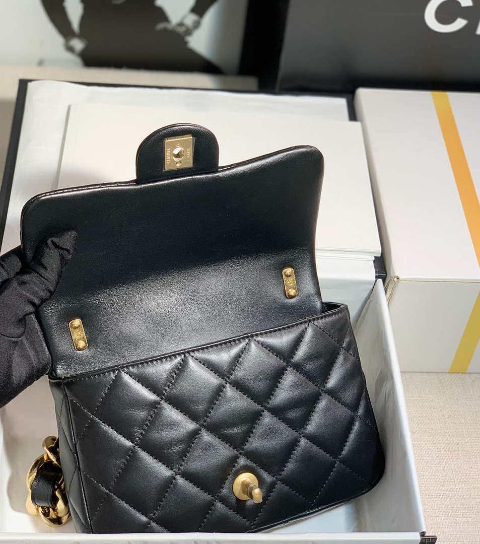 Chanel AS3214 Small Flap Bag Lambskin Gold-Tone Metal Black