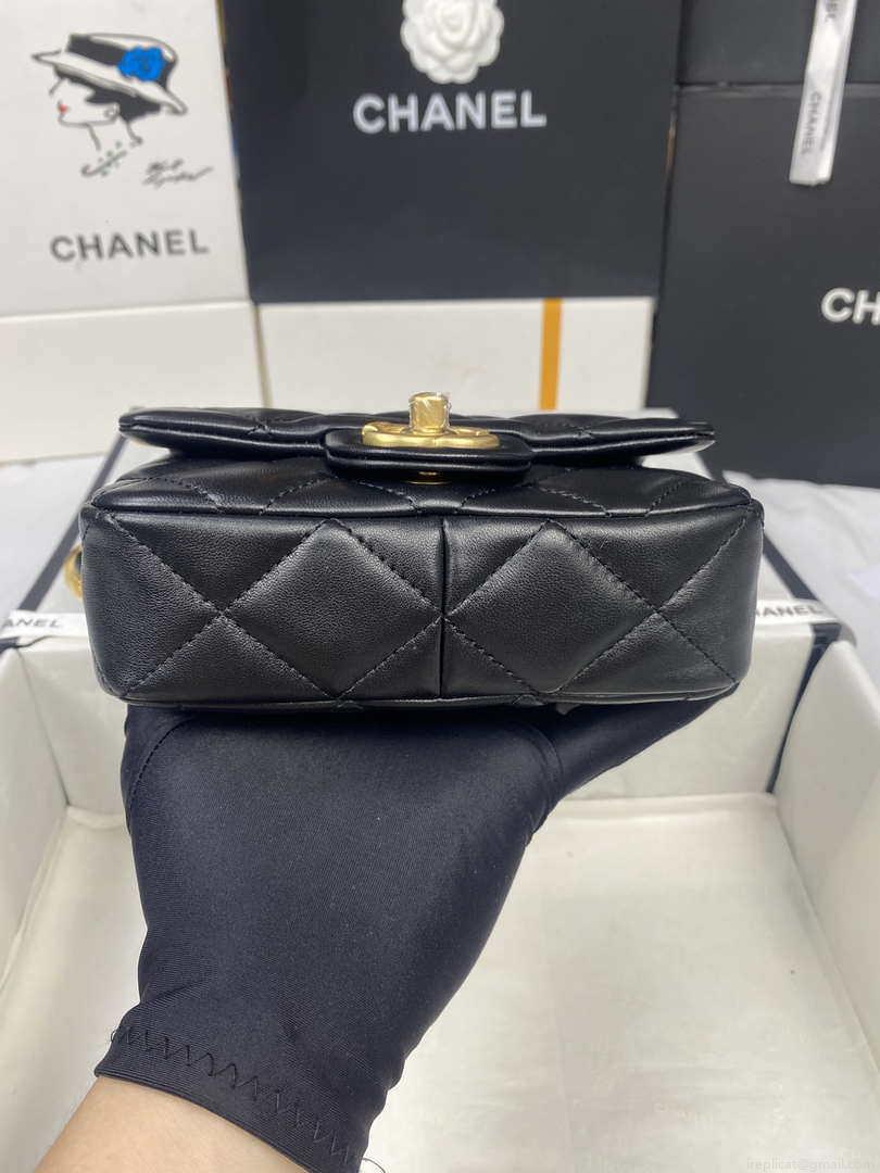 Chanel Mini Flap Bag Lambskin Gold-Tone Metal AS3213 Black