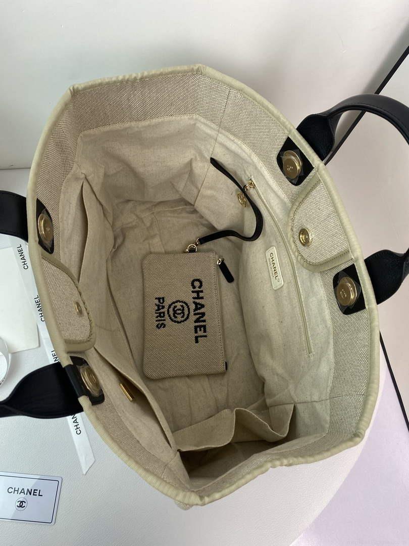 Chanel A66941 Large Shopping Bag A93786 Clothing beige with black