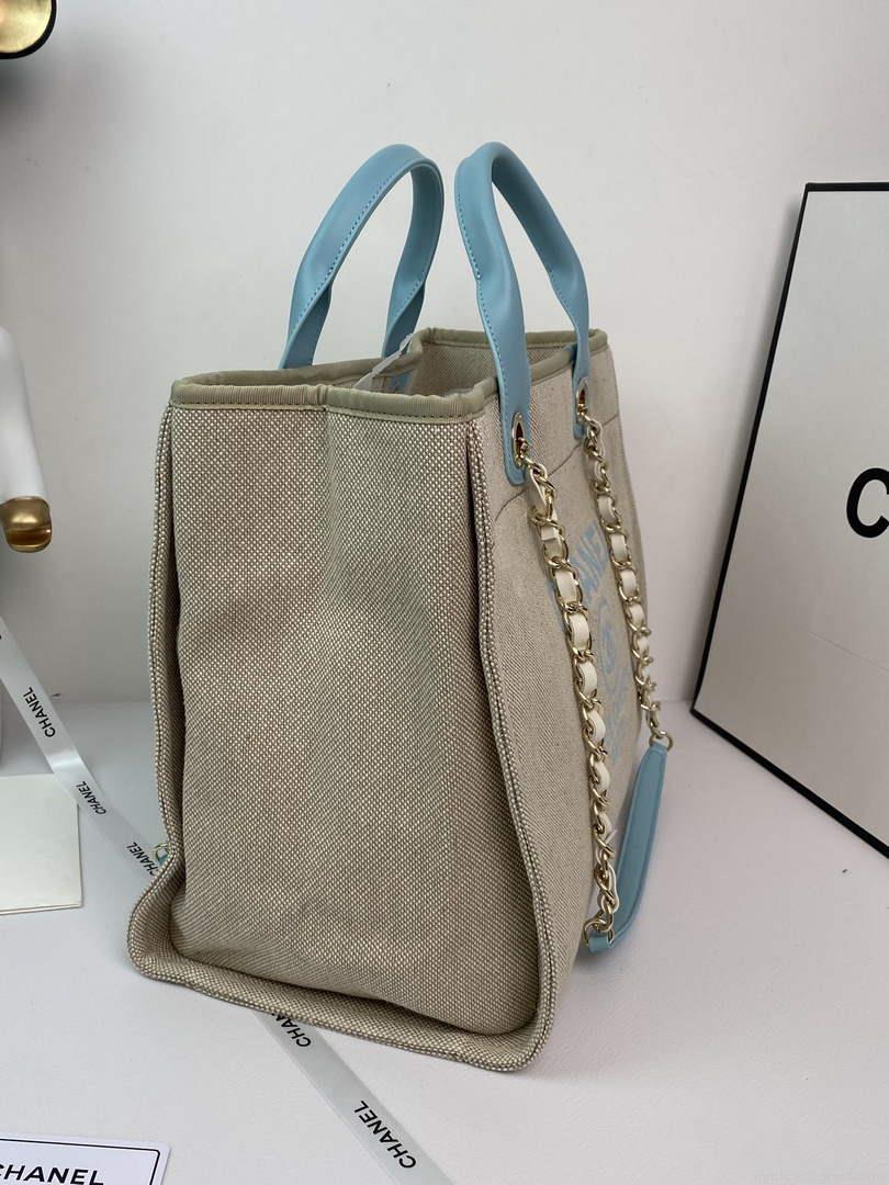 Chanel A66941 Large Shopping Bag A93786 Clothing beige with blue