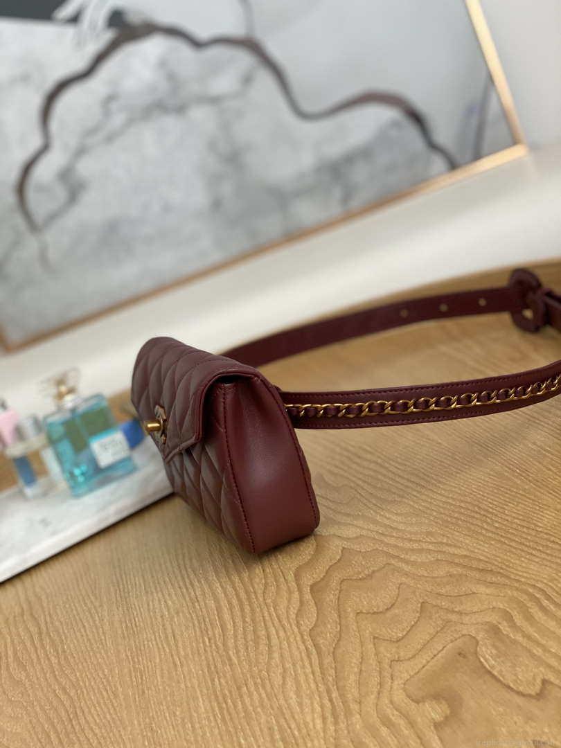 Chanel A99009 Waist bag Lambskin Wine Red Gold