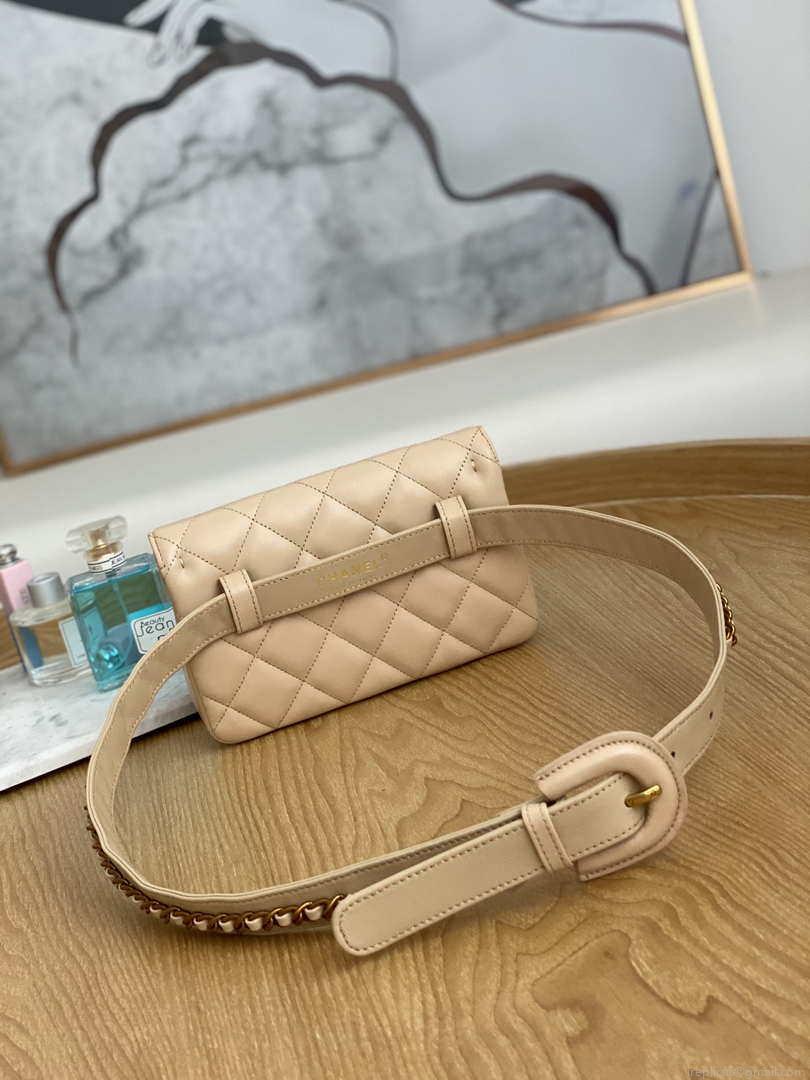 Chanel A99009 Waist bag Lambskin Light Yellow Pink Gold