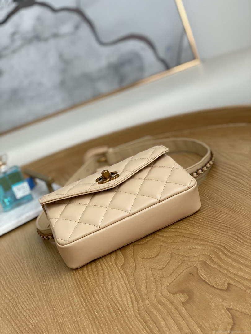 Chanel A99009 Waist bag Lambskin Light Yellow Pink Gold