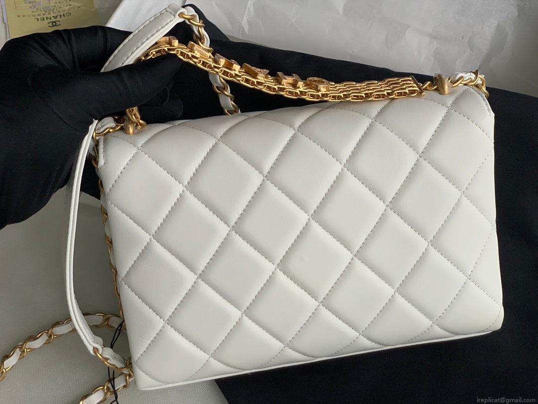 Chanel Small Flap Bag Lambskin AS3241 white