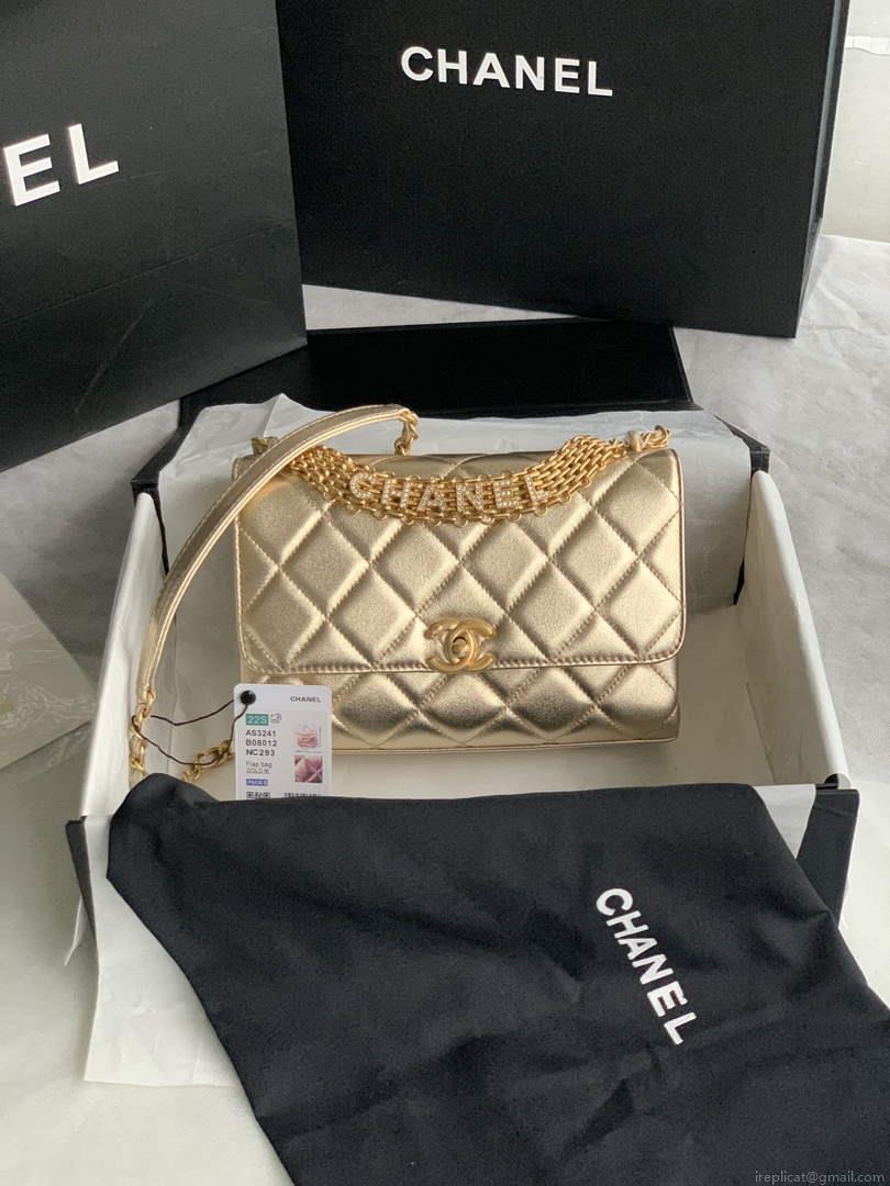 Chanel Small Flap Bag Lambskin AS3241 Gold