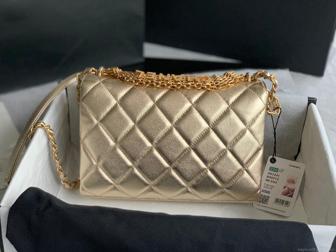 Chanel Small Flap Bag Lambskin AS3241 Gold