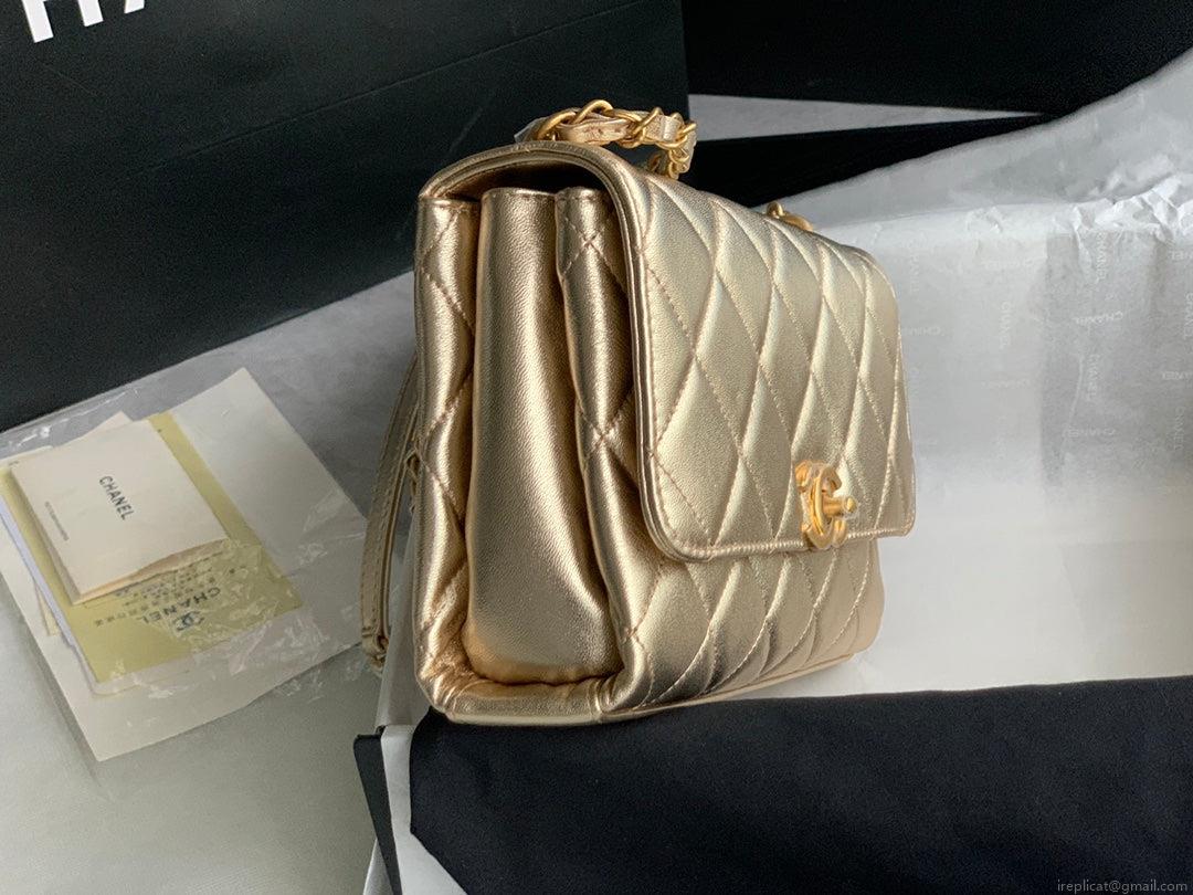 Chanel Small Flap Bag Lambskin AS3241 Gold
