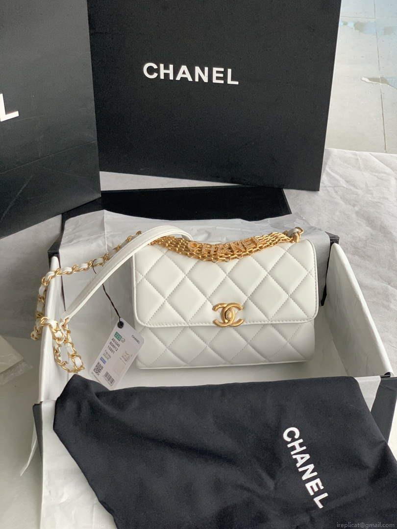 Chanel Small Flap Bag Lambskin AS3240 white