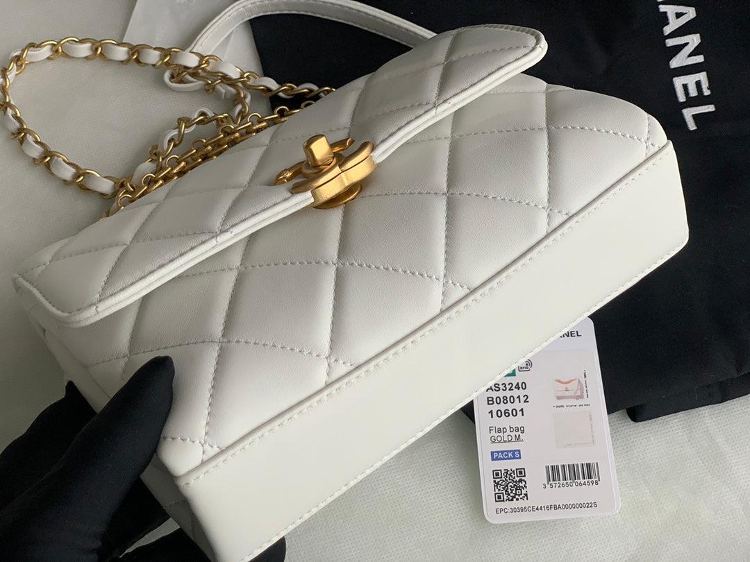Chanel Small Flap Bag Lambskin AS3240 white
