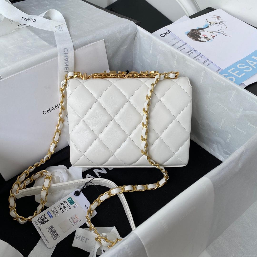 Chanel Mini Flap Bag Lambskin AS3239 white