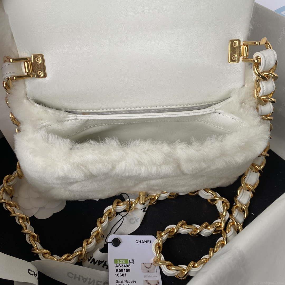 Chanel AS3498 Flap Bag Shearling Beige