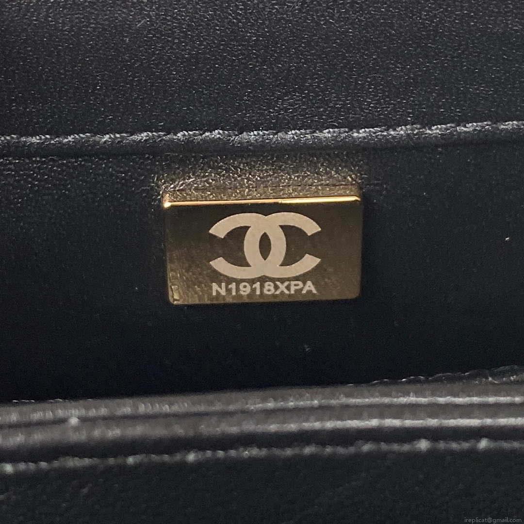 Chanel AS3498 Flap Bag Shearling Black