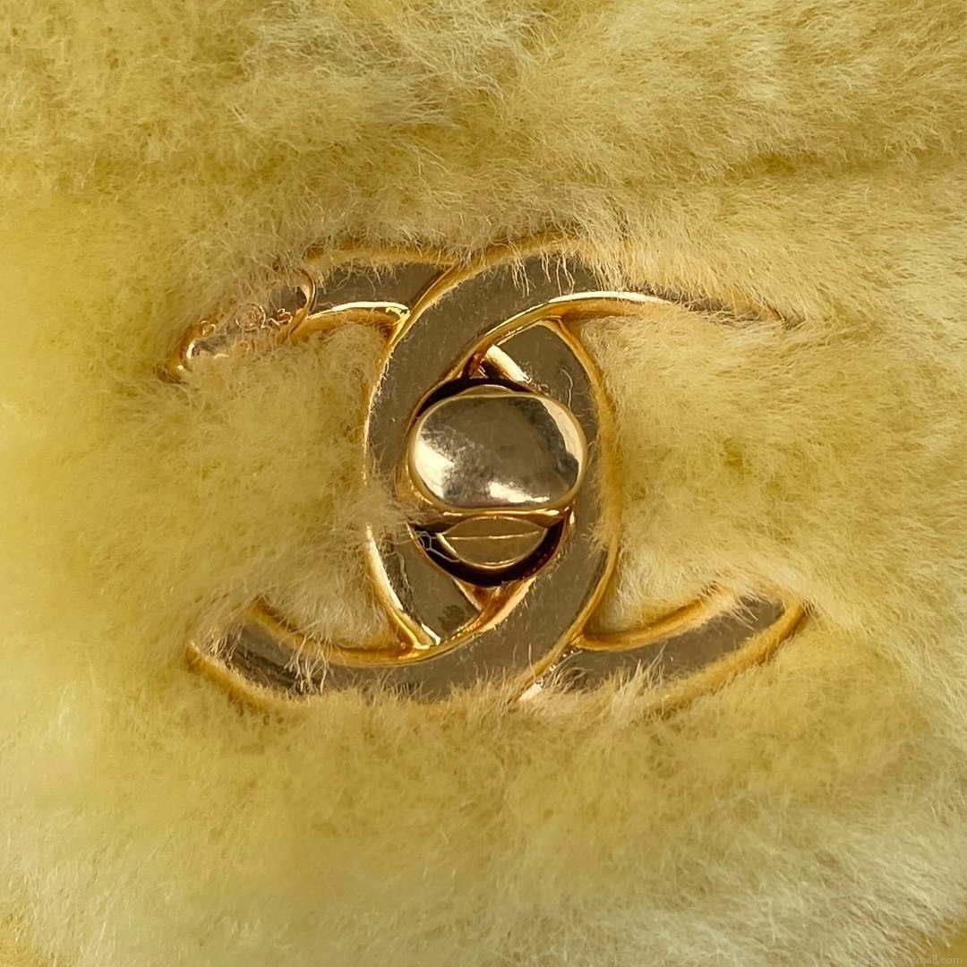 Chanel AS3498 Flap Bag Shearling Yellow