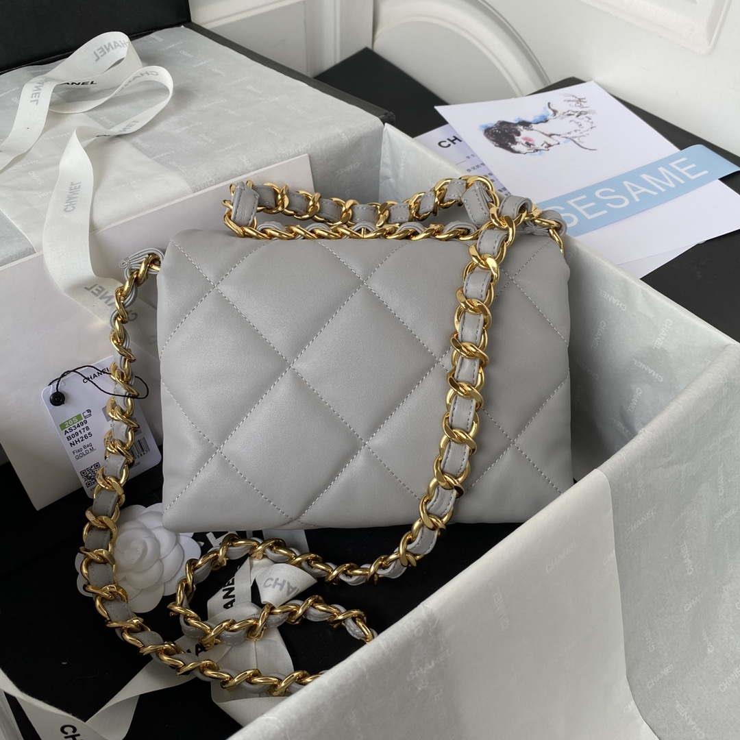 Chanel AS3499 Flap Bag Lambskin Gray
