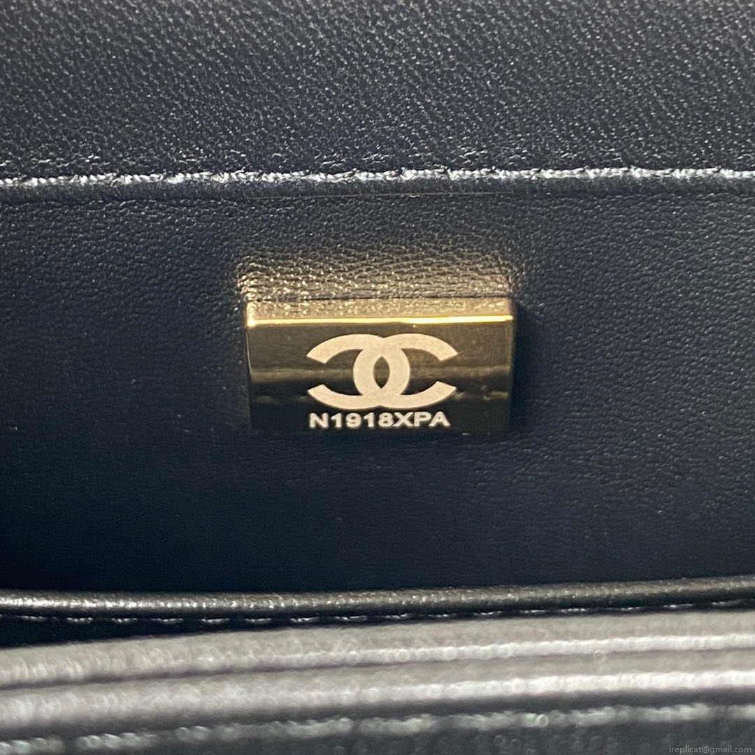 Chanel AS3499 Flap Bag Shearling Black