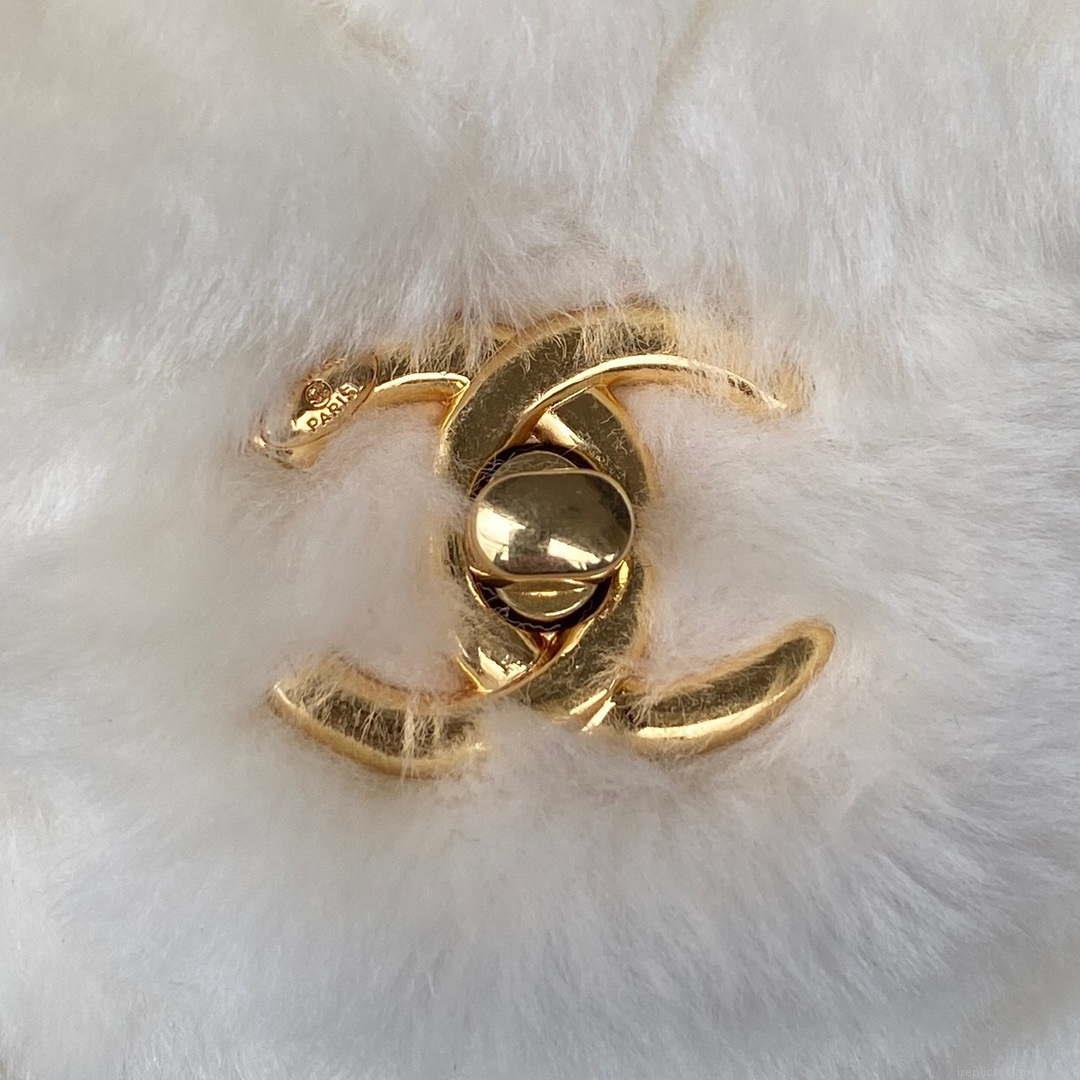 Chanel AS3499 Flap Bag Shearling White