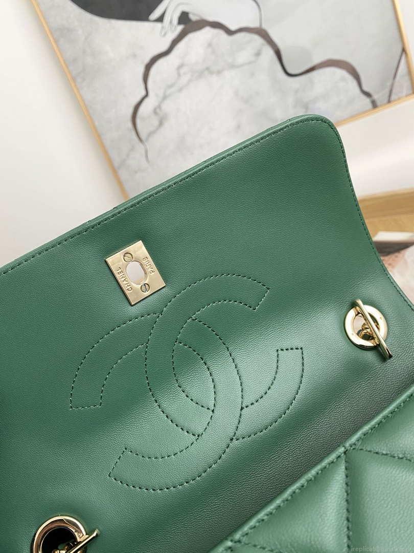 Chanel Small Trendy CC Flap Bag With Top Handle Lambskin bag A92236 Green Gold