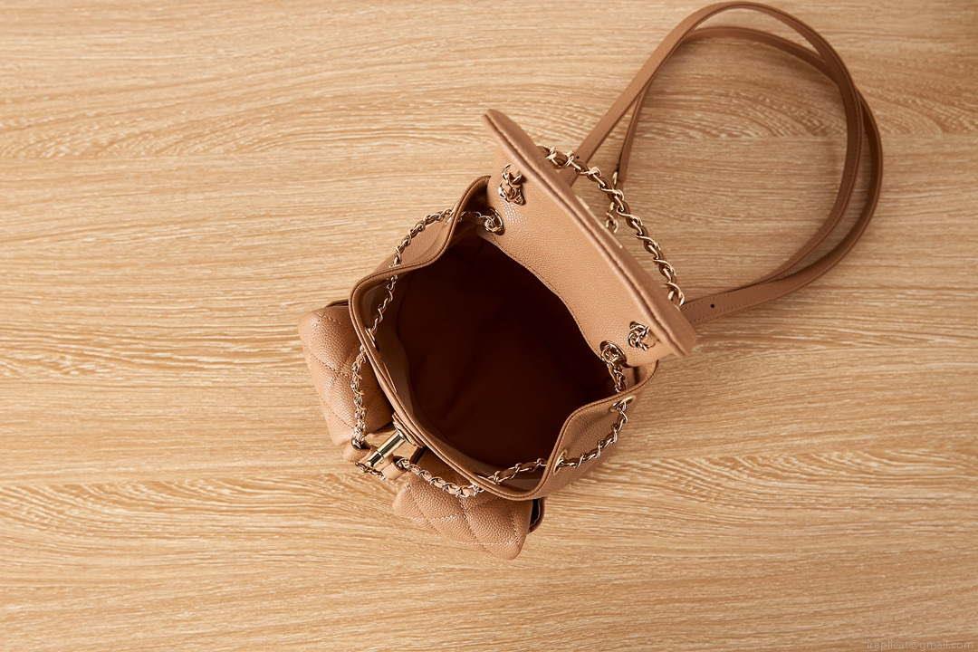 Chanel AS3787 Small Backpack Grained Shiny Calfskin & Gold-Tone Metal Brown
