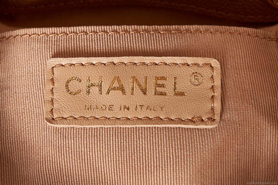 Chanel AS3787 Small Backpack Grained Shiny Calfskin & Gold-Tone Metal Brown