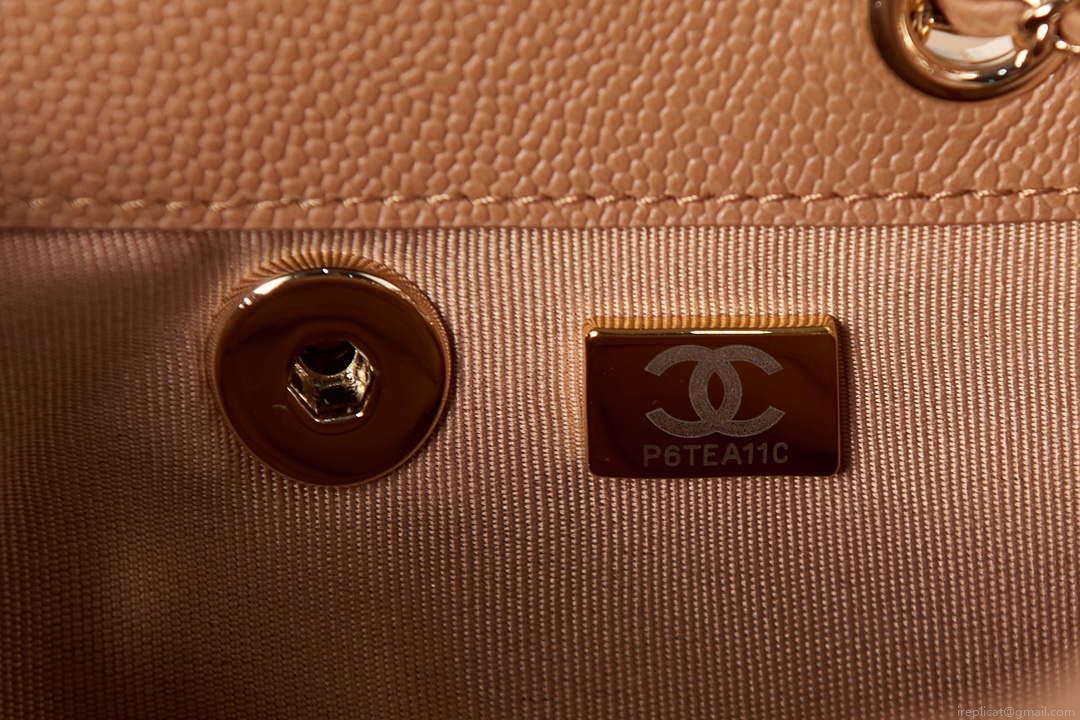 Chanel AS3787 Small Backpack Grained Shiny Calfskin & Gold-Tone Metal Brown