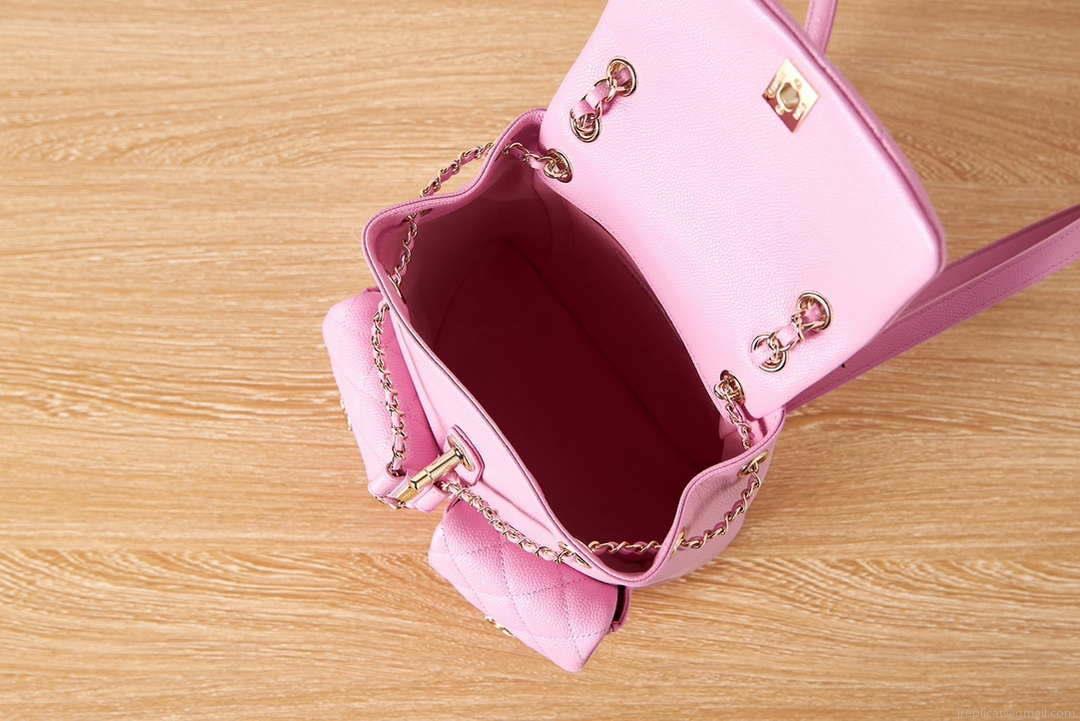 Chanel AS3860 Backpack Grained Shiny Calfskin & Gold-Tone Metal Pink