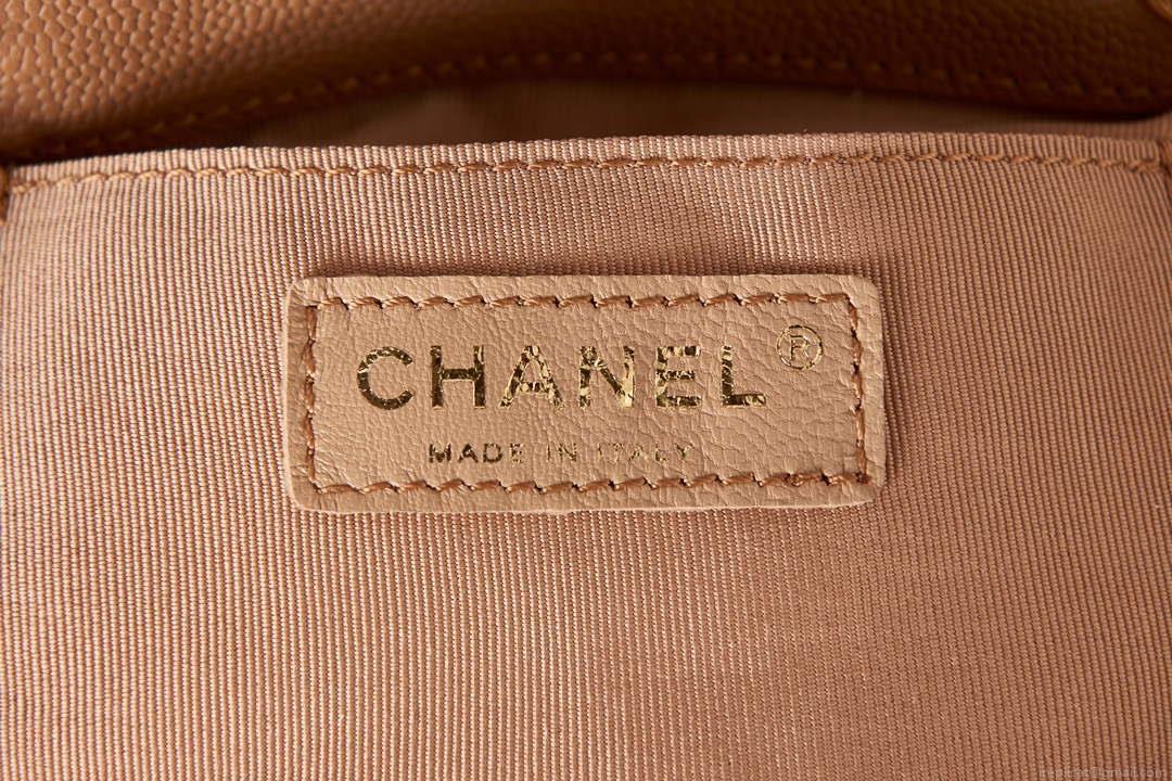 Chanel AS3860 Backpack Grained Shiny Calfskin & Gold-Tone Metal Brown
