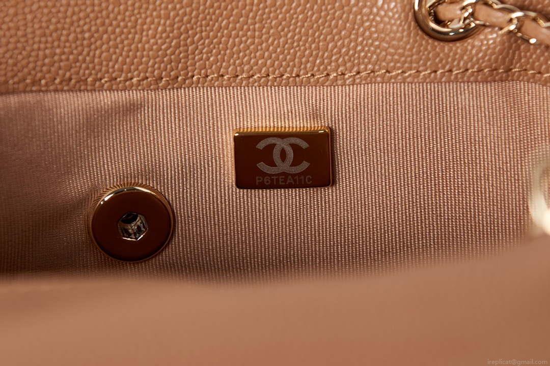 Chanel AS3860 Backpack Grained Shiny Calfskin & Gold-Tone Metal Brown