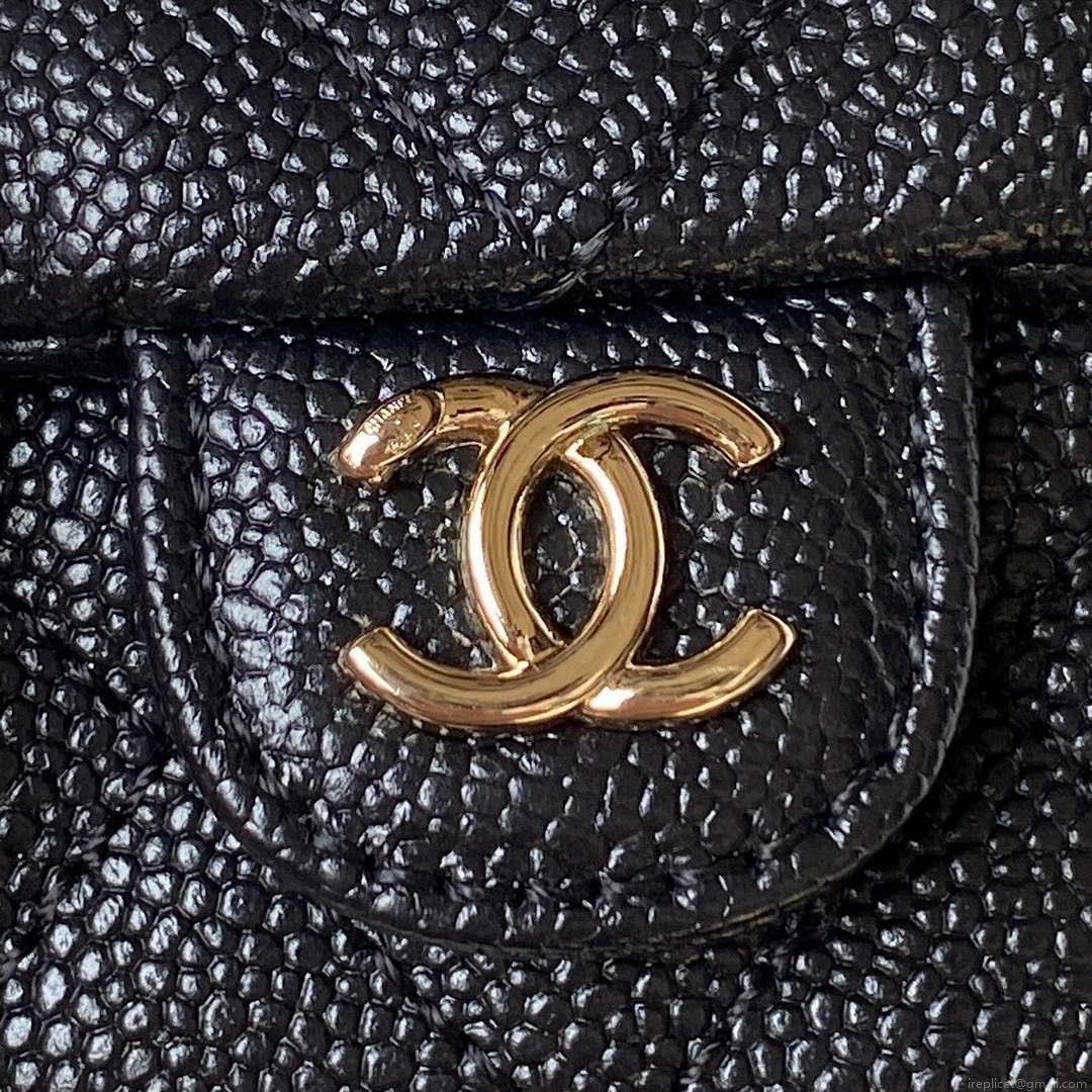 Chanel AS3787 Small Backpack Grained Shiny Calfskin & Gold-Tone Metal Black
