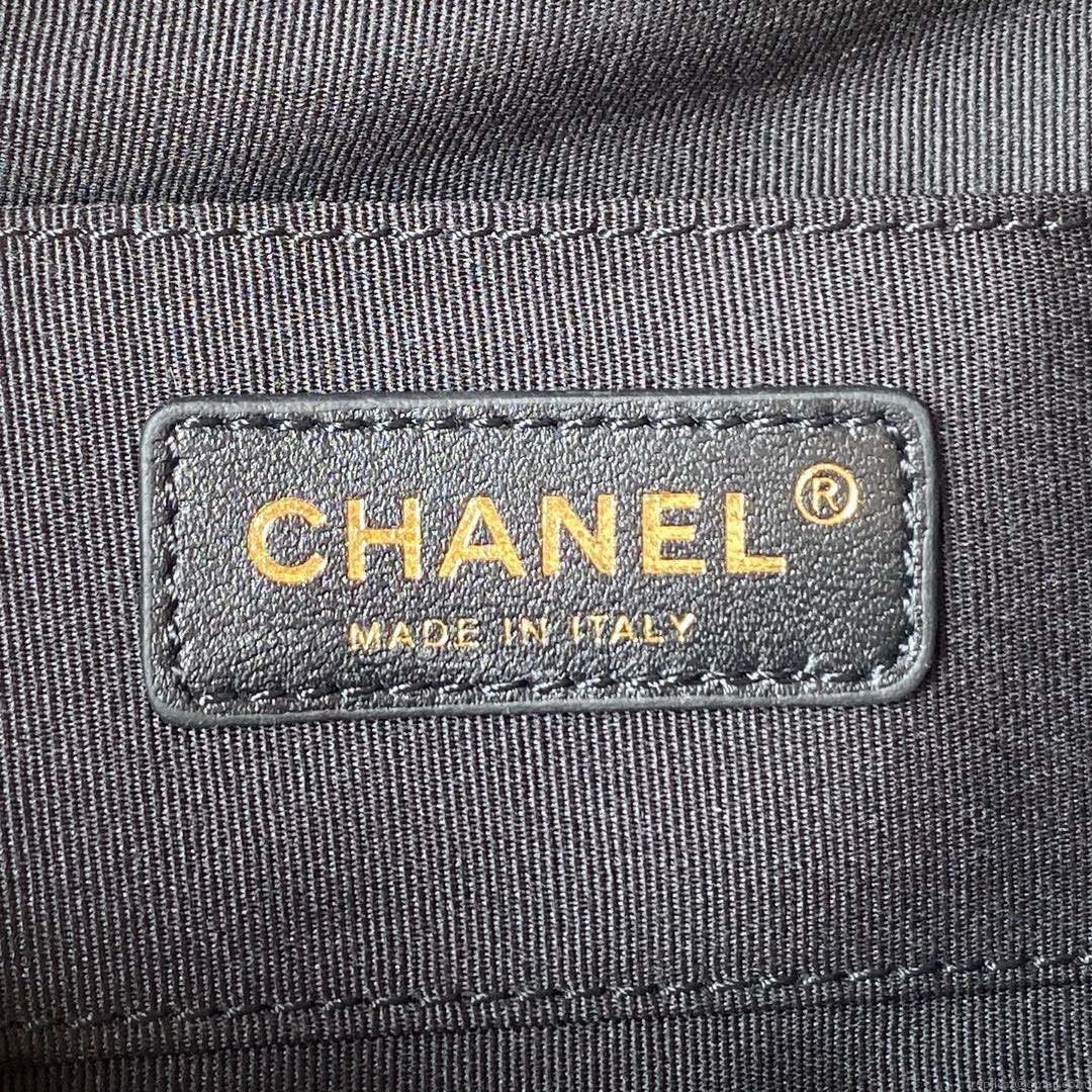 Chanel AS3787 Small Backpack Grained Shiny Calfskin & Gold-Tone Metal Black