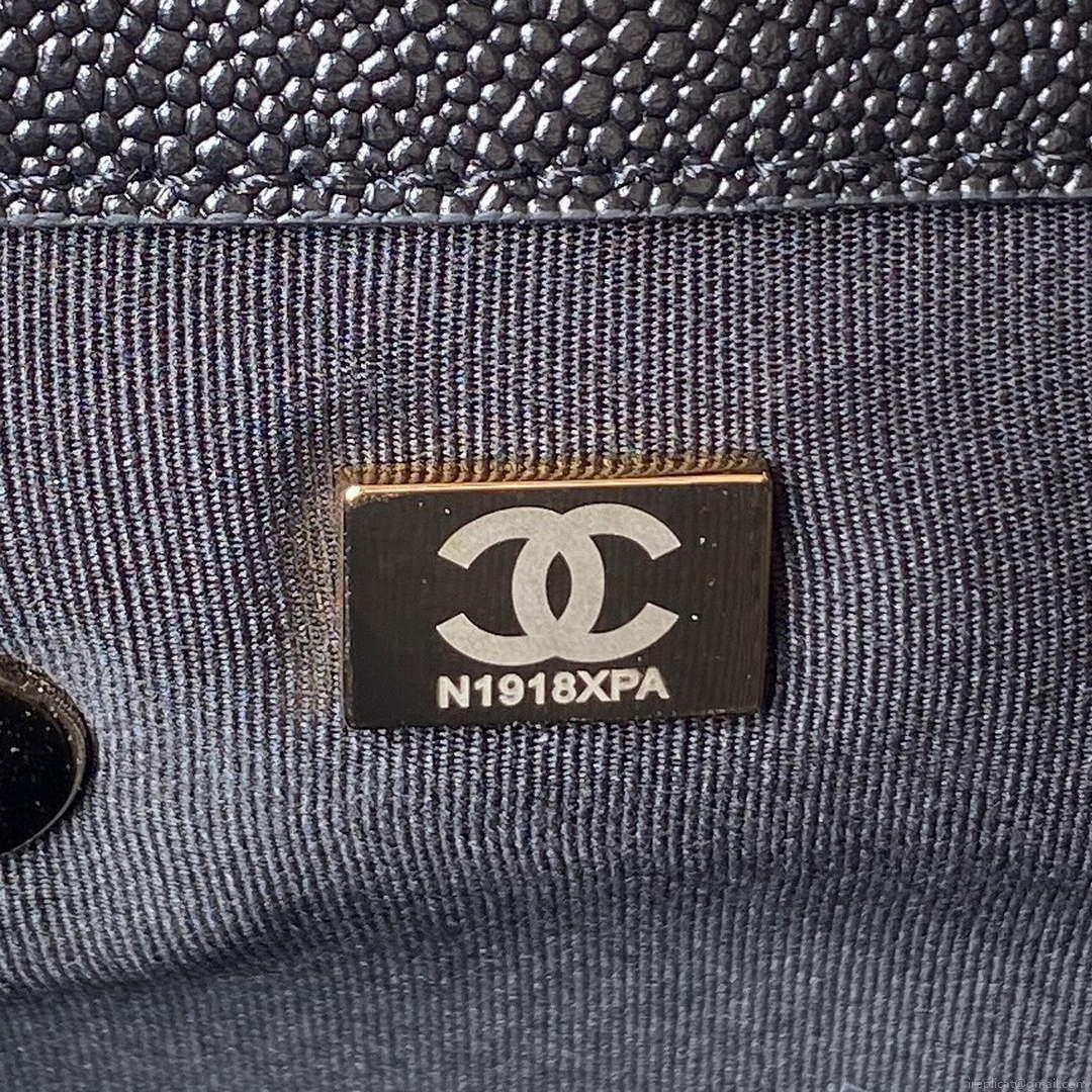 Chanel AS3860 Backpack Grained Shiny Calfskin & Gold-Tone Metal Black