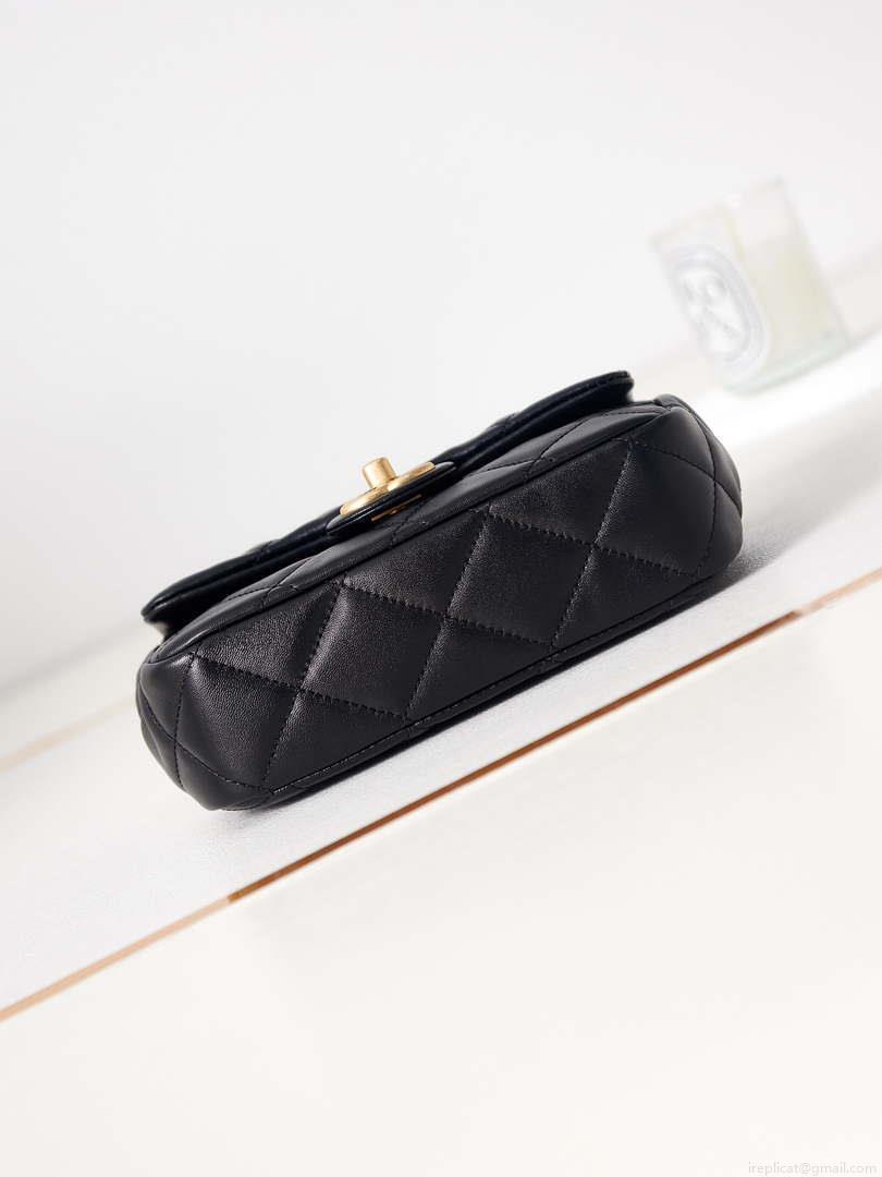 Chanel AS4012 Small Flap Lambskin Bag Black Gold