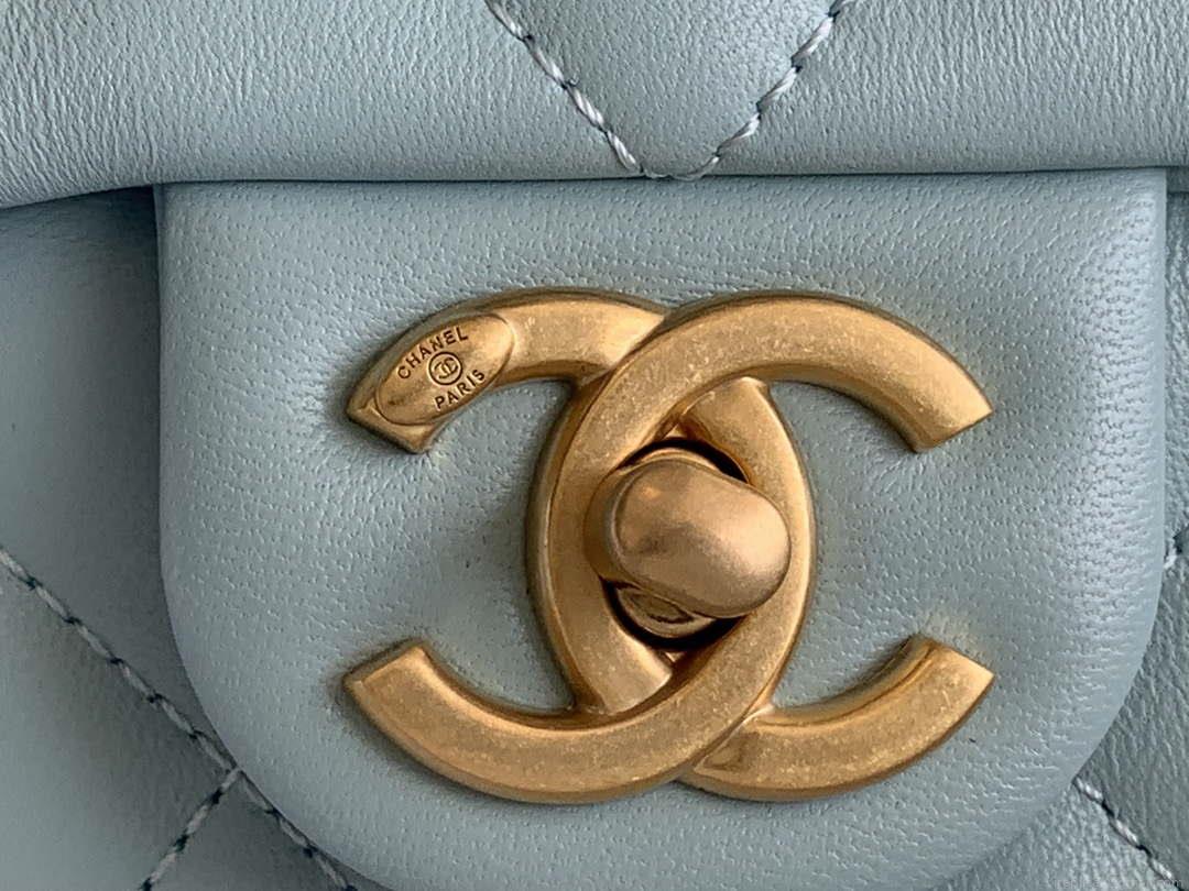 Chanel Mini Flap Bag Lambskin Gold-Tone Metal AS3213 Blue