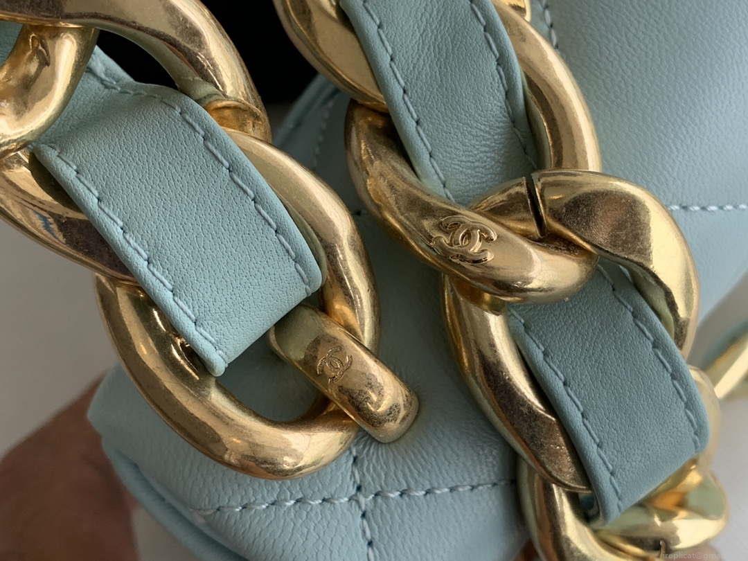 Chanel Mini Flap Bag Lambskin Gold-Tone Metal AS3213 Blue