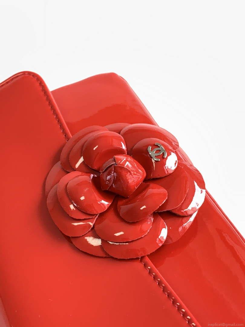 Chanel AS3356 Mini Flap 18cm Patent leather Camellia Red