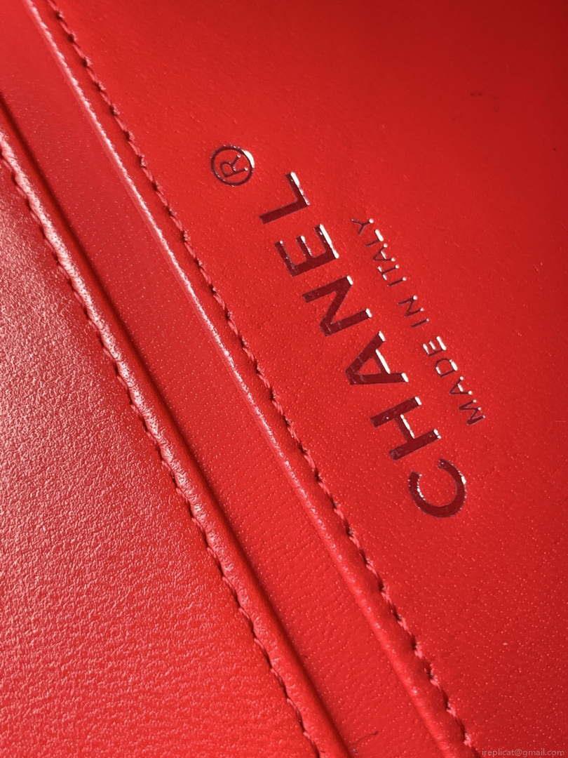 Chanel AS3356 Mini Flap 18cm Patent leather Camellia Red