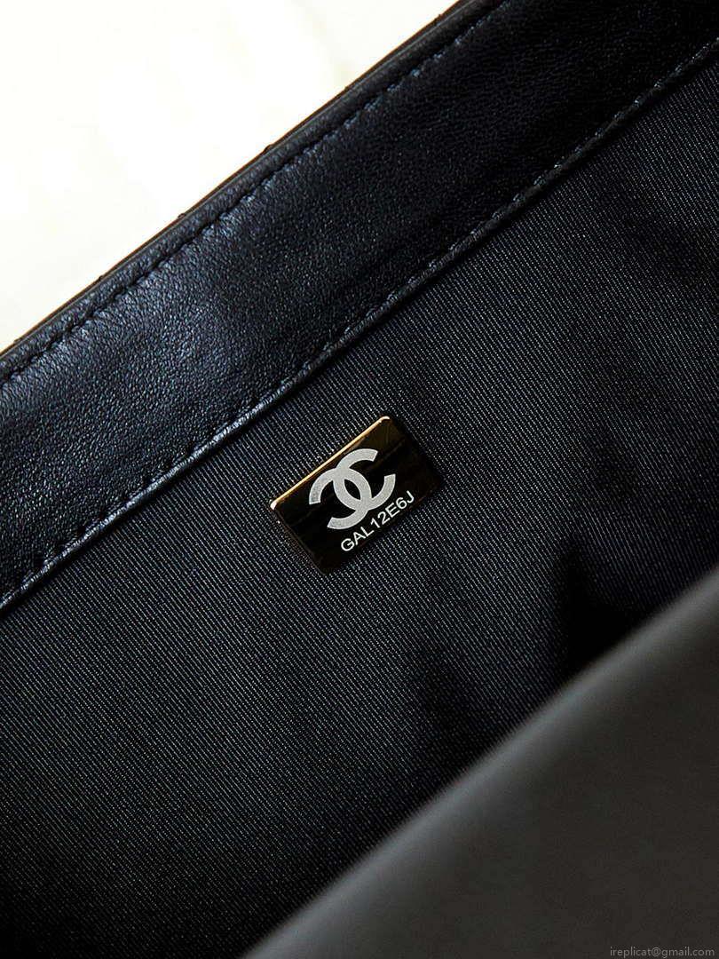 Chanel AS4245 Flap Bag Lambskin With Pearl & Metal Chain Black