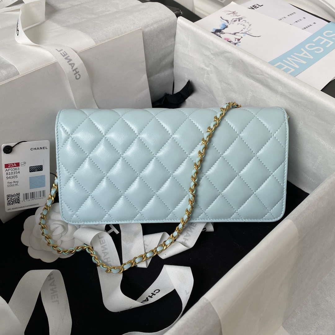 Chanel AP3363 Flap Baguette Bag Lambskin Blue