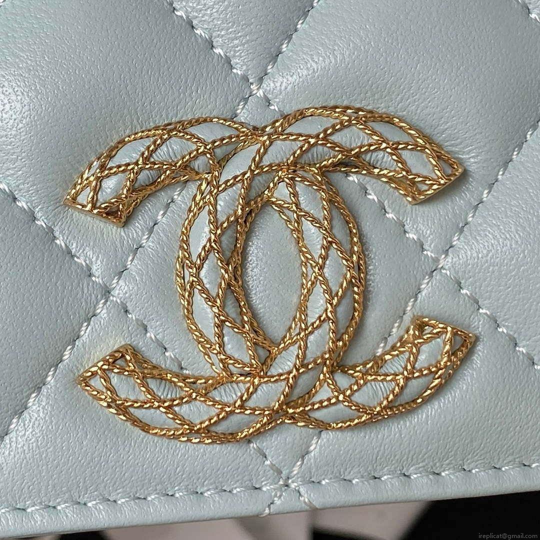Chanel AP3363 Flap Baguette Bag Lambskin Blue