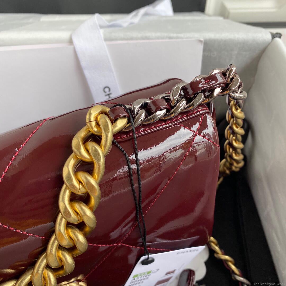Chanel As1160 Chanel 19 Flap B02511 N6512 Lambskin Bag Wine Red
