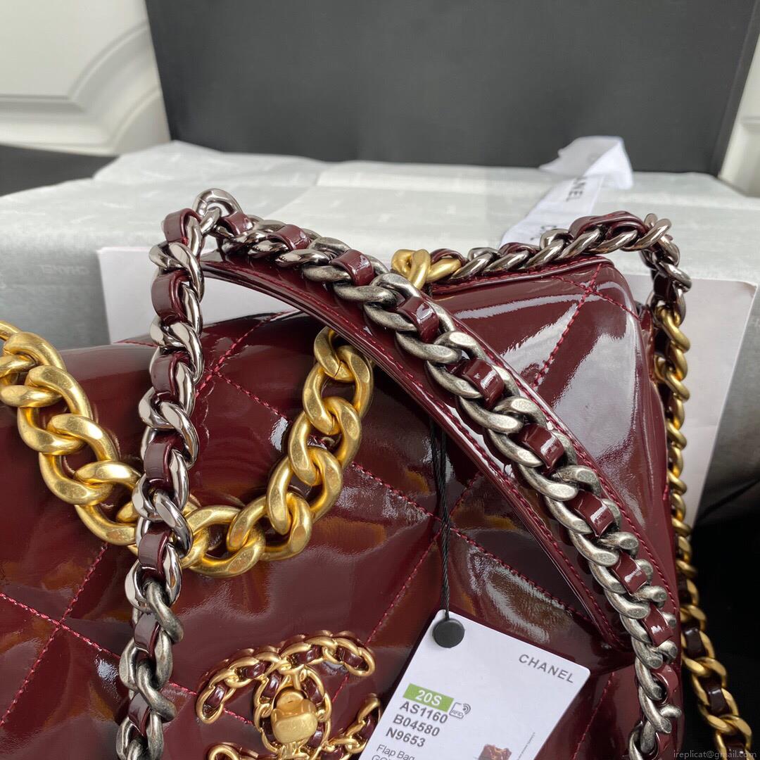 Chanel As1160 Chanel 19 Flap B02511 N6512 Lambskin Bag Wine Red