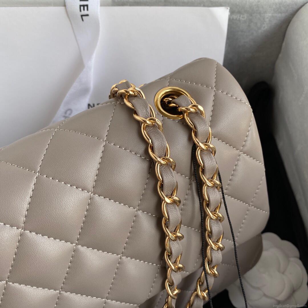 Chanel A01112 CF Quilted Classic Flap Bag in Grainy Lambskin Gray